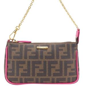 FENDI Spalmati Zucca Pochette Tobacco Fuchsia